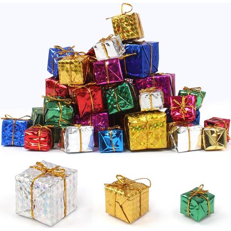 60 pièces Mini Decoration De Sapin De Noël Suspendu Ornements d arbre De Noël en Mousse De Coffrets Cadeaux Joli 3 Tailles 6 (1/5)