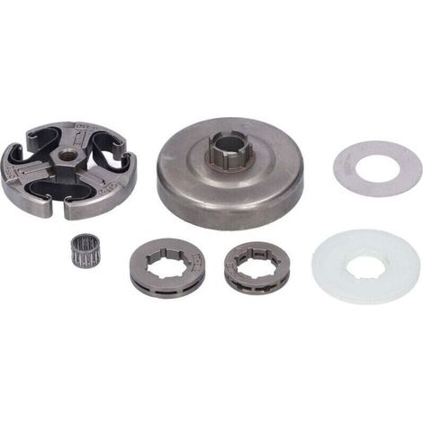Kit de roulement de tambour d'embrayage 3/8 solide et robuste adapté pour Husqvarna 61 66162266268272 Xp Kit de Performance Stable pour scie à chaîne 3/8 roue de roulement de tambour d'embraya (1/4)