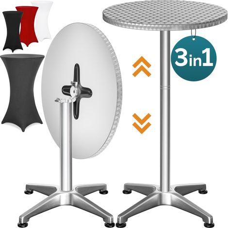 CASARIA® 2in1 Stehtisch mit Husse Klappbar Höhenverstellbar 70 cm / 115 cm Hoch Alu Rund Ø60 cm Wetterfest Outdoor Bistro Garten Party Biertisch Anthrazit