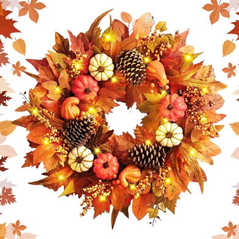 Couronne d'automne - Couronne de Porte Automne - 50 Cm Artificielle pour