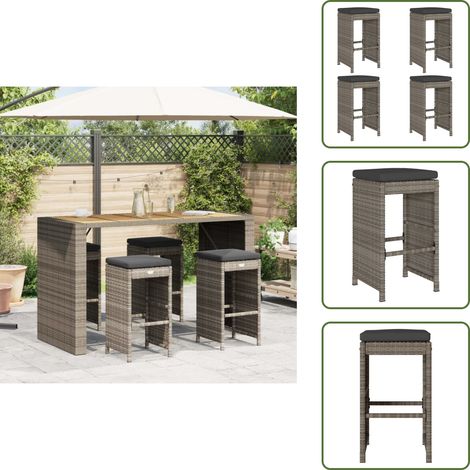 Tabourets de bar de jardin et coussins lot de 4 résine tressée - Tabouret De Bar De Jardin - Tabourets De Bar De Jardin - Tabouret - Tabouret De Jardin (1/5)