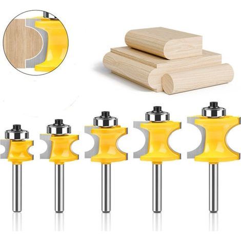5Pcs 8mm Tige Bullnose avec colonne Perle visage/Moulure Router Bit. Fraise à Bois Coupe Rayon (1/4)