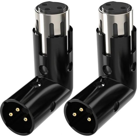 2 pièces adaptateur xlr à angle droit mâle et femelle réglable, convertisseur adaptateur coude 3 broches xlr à 90 degrés (1/5)