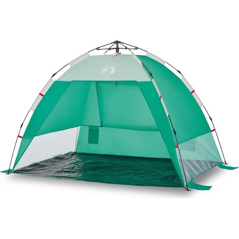 vidaXL Tienda de playa 2 personas impermeable apertura rápida verde (1/2)