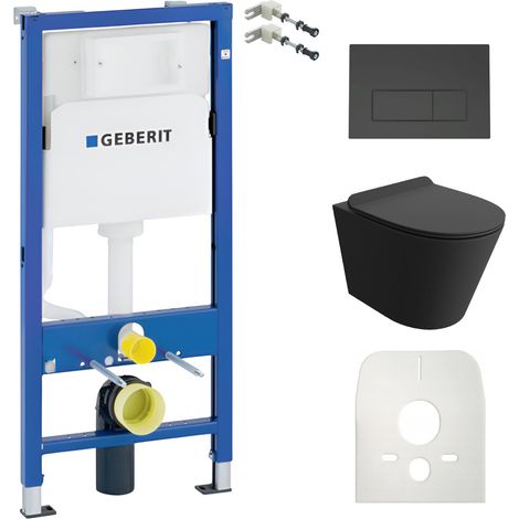 GEBERIT WC Set mit Vorwandelement, Wand-WC und Spülknopf (1/5)