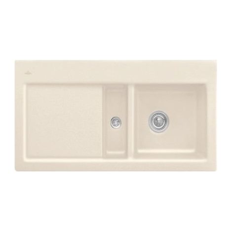 Fregadero 1 seno y medio VILLEROY ET BOCH Subway 60 100 x 51 cm escurridor izquierdo Marfil CeramicPlus con desagüe automático