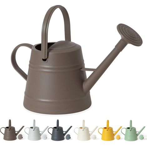 Gießkanne mit 1 Gallone Fassungsvermögen, geeignet für die Bewässerung von Innen- und Außenpflanzen, mit ergonomischem, beweglichem Griff (Braun)