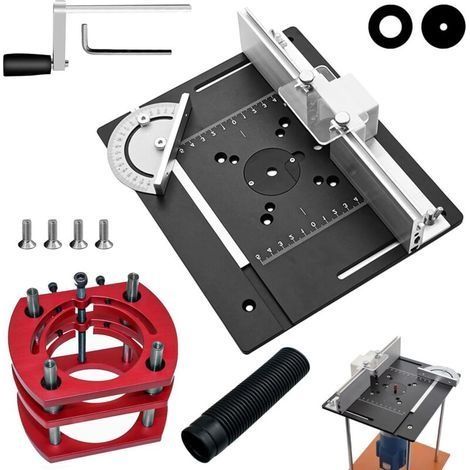 Kit défonceuse Sur Table Aluminium, 65 mm De DiamèTre Défonceuse Sous Table Routeur Lift, Table Défonceuse Kit pour Rainures Et Bordures De Table (Aluminium-Noir) (1/5)