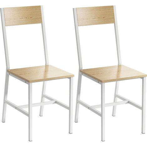 Ensemble de 2 chaises de salle à manger/cuisine avec dossier incliné et structure en métal naturel (1/4)