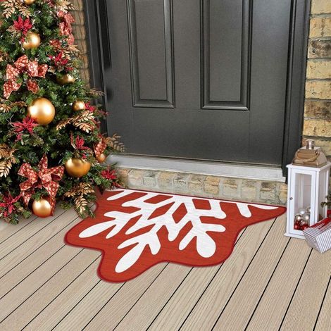 Paillasson de Noël décoratif, tapis de bienvenue d'intérieur pour entrée ou cuisine, motif sapin de Noël, dimensions 40 x 60 cm (1/4)