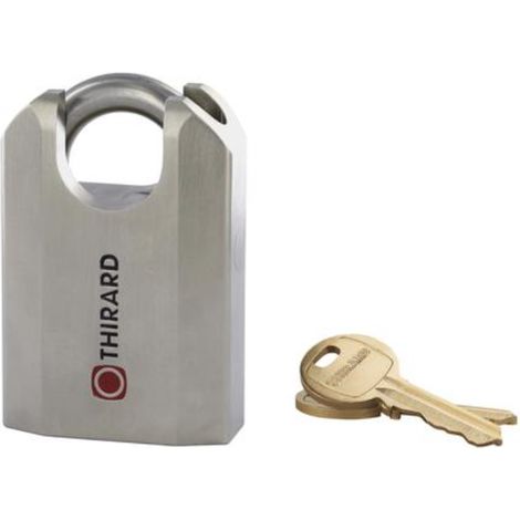 THIRARD - Cadenas de sécurité Vario P 60 mm, laiton nickelé, anse protégée inox, 2 clés - THIRARD (1/2)