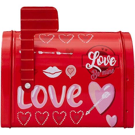 Boîte aux lettres décorative vide pour jouets, boîte à friandises, boîte à biscuits en métal pour bonbons et collations, idées de bricolage pour la Saint-Valentin-Red