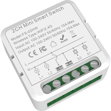 Module relais Wi-Fi bidirectionnel 16A, télécommande et appli Tuya, commande vocale, minuterie (Double commande) (1/5)