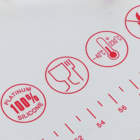 Tapis de pétrissage en silicone antidérapant avec graduations, accessoire de cuisine et de pâtisserie (60 x 80 x 0,4 cm, rouge) (1/5)