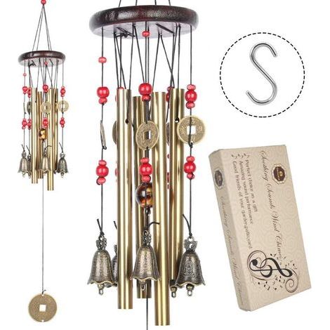 chinois traditionnel Impressionnante Bronze cour Jardin extérieur Living Wind Chimes 60-90 cm MT-213B marron (1/5)