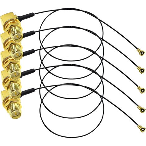 IPX-zu-RP-SMA-WLAN-Antennenkabel – 5er-Pack – Reines Kupfer – Winkelstecker – Drahtlosnetzwerk – 30 cm (1/5)