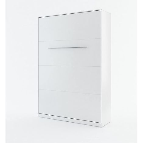 Bim Furniture – Lit escamotable 140x200 cm – Blanc mat – Système d'ouverture sécurisé – Cadre métal renforcé – Montage mural inclus (1/9)