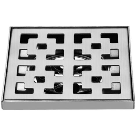 Siphon de sol extérieur, siphon de sol et siphon de douche, siphon de sol drainant, siphon de sol pour filtre à cheveux, argent - 15×15cm (1/4)