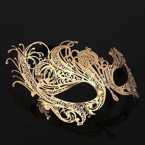 Masque vénitien femme Halloween carnaval, métal découpé laser, festif, soirée déguisée, coloris assortis, taille unique, élégant et original. (1/2)