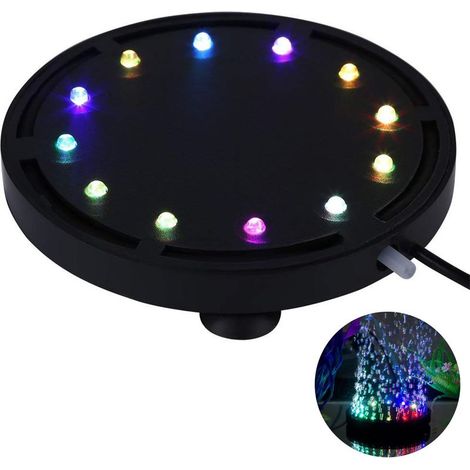 12 Multicolore RGB LED Aquarium Sous-Marine Bulle Lumière Nuit Mer / Multicolore Aquarium Air Pierre Disque, rond aquarium barboteur avec changement de couleur automatique (1/5)