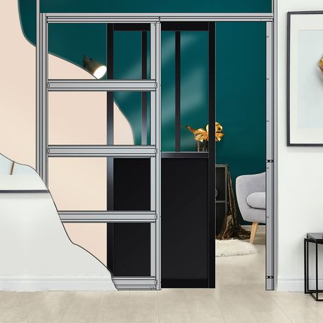 Forestea – Kit galandage avec amortisseurs pour porte coulissante 73 cm – Ouverture fluide et discrète – Gain de place – Installation facile (1/4)