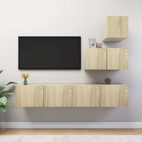vidaXL 4 Piece TV Cabinet Set Sonoma Oak Engineered Wood (1/5)