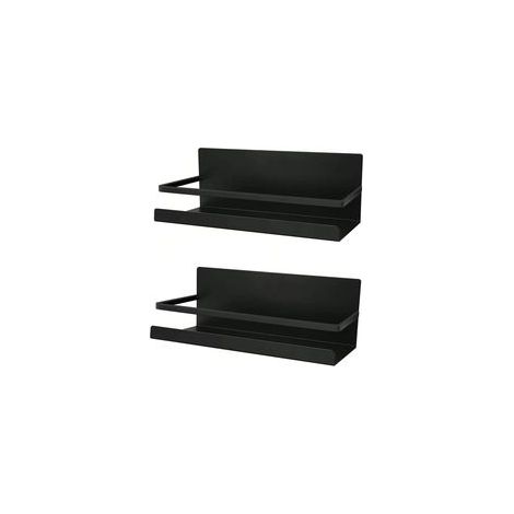 Étagère de réfrigérateur, lot de 2 supports à épices magnétiques, organisateur pour réfrigérateur, réfrigérateur, cuisine, gain de place (noir) (1/5)
