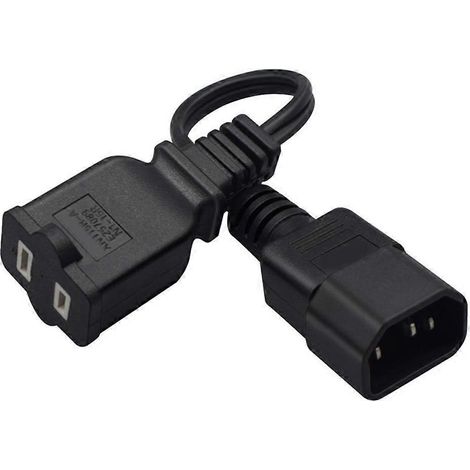 Adaptateur de câble d'alimentation C14 vers Nema 1-15R (norme américaine) - Convertisseur IEC320 C14 vers prise américaine à 2 broches