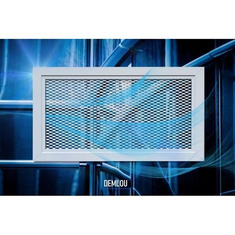 Grille de ventilation aluminium perforé blanc moderne avec filet métallique – RAL9016 – Grille d’aération intérieur extérieur – 30 x 15 cm rectangulaire.