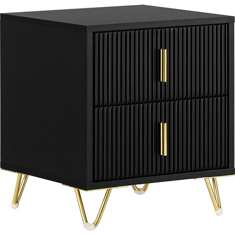 SoBuy Comodini letto con cassetti Tavolino da salotto o soggiorno Tavolino telefono 40x40cm Nero 2 cassetti FBT115-SCH
