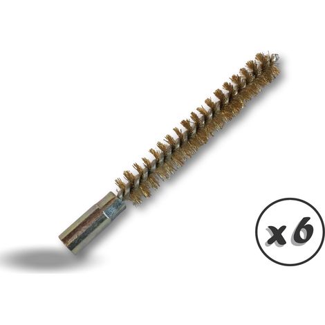 Ecouvillon LAITON Condenseur Lot de 6 Ø 12 mm Raccord laiton taraudé M6 femelle Torsade en acier galvanisé Brosse nettoyage paroi tube alésage Kibros 4TCL12x6 (1/5)