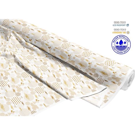 TESSUTI DECORATIVI PER ESTERNI OXFORD - Motivo motivi dorati su bianco I DR173 (1/5)