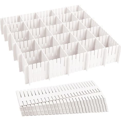 Séparateur Placard en Plastique, Séparateur Tiroir, Tiroir Grille Réglable, 24PCS DIY Organisateur de Tiroir Grille Diviseur Tiroir Rangement de Tiroir Organiseur Tiroir (1/5)