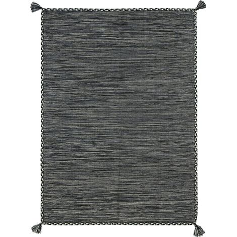 SAHARA - Tapis 100% coton tissé et tressé gris 160x230 (1/5)