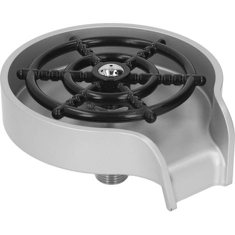 Rince-verres automatique haute pression pour évier de bar, lave-tasses et nettoyeur de bouteilles de cuisine avec base en ABS argentée. (1/5)