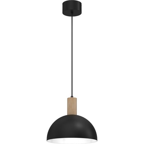 Lampada a sospensione Handa nera/legno E27 Luminex