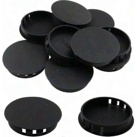 10 schwarze, runde Kunststoff-Lochstopfen (50 mm/2 Zoll), zum Einrasten, Rohrverschlusskappen/yy (1/5)