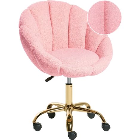 Office Swivel Chair Pink Boucle with Starbase Adjustable Height Modern Design Home Office ANNABELLE (1/5)