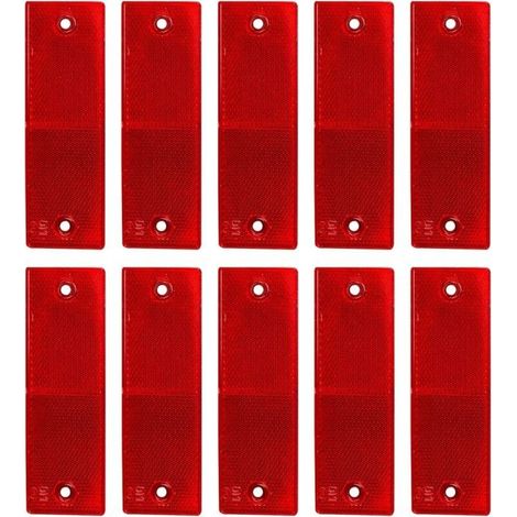 Réfléchissant Plaque D'Avertissement, Catadioptres de Sécurité, Catadioptre Remorque, Réflecteurs Camion, pour Camions Caravanes RV Bateaux Vélo, 10 Pièces,rouge,14.84.8cm (1/3)