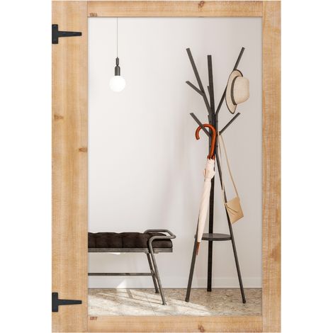Specchio da parete con cornice in legno, Specchio stile rustico 97 x 67 cm con cornice in legno di abete Naturale (1/4)