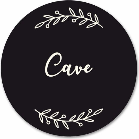 Plaque de Porte Autocollante PVC Gravé Noir Blanc Ronde.- - Cave
