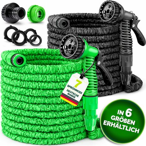 TRESKO® Flexibler Gartenschlauch Wasserschlauch dehnbarer Flexischlauch 7,5 m Schwarz