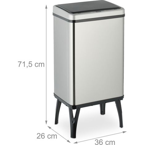 Pattumiera automatica con sensore 71,5 x 36 x 26 cm smaltimento igienico design moderno in acciaio inox argento 130016675