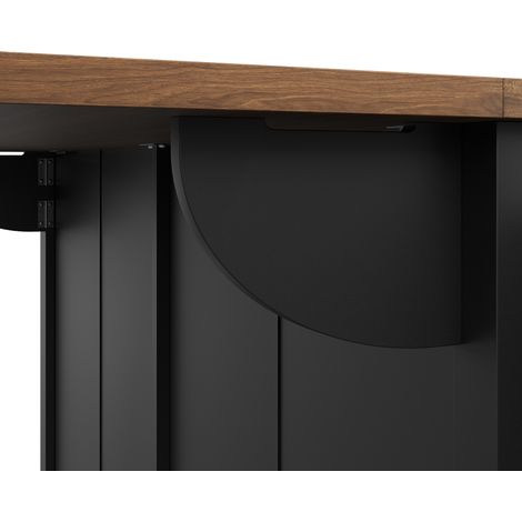 ELVMI Carrello da Cucina con 3 Cassetti e 2 Ante Scorrevoli, Piano Pieghevole e Ruote, in MDF, Nero (1/5)