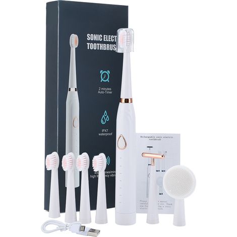 Brosse à dents électrique pour adulte poils souples six vitesses rechargeable étanche pour homme et femme hygiène bucco dentaire