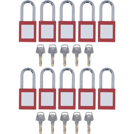 Elektrisches Vorhängeschloss mit Schlüssel für industrielle Anwendungen, 10 Stück, verchromtes Verriegelungskabel, wiederverwendbares einteiliges Gehäuse, elektrisches Vorhängeschloss mit Schlüssel (1/5)