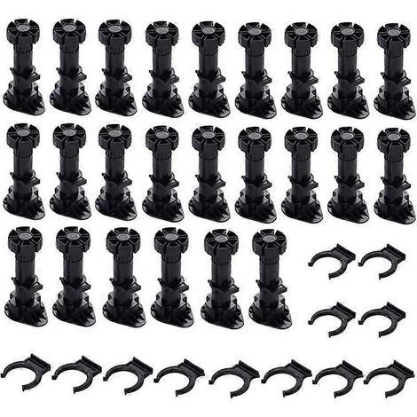 Lot de 24 supports de dalles de terrasse réglables et surélevés (de 4 cm à 6 cm), avec anneau de fixation pour une stabilité maximale, base de fondation de terrasse (1/5)
