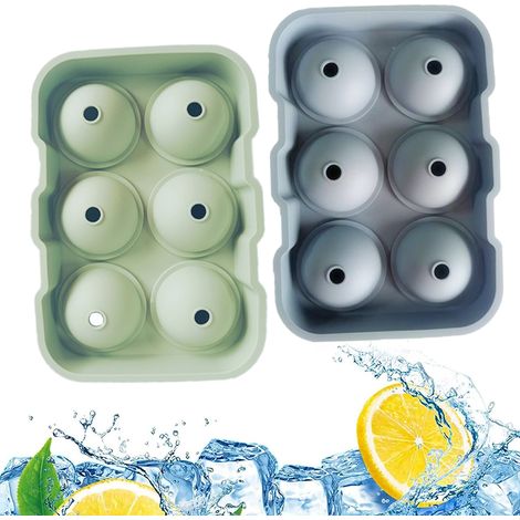 2 Bacs à glaçons, Silicone flexible, Empilable, Sphères de glace, Pour cocktails whisky café (1/5)
