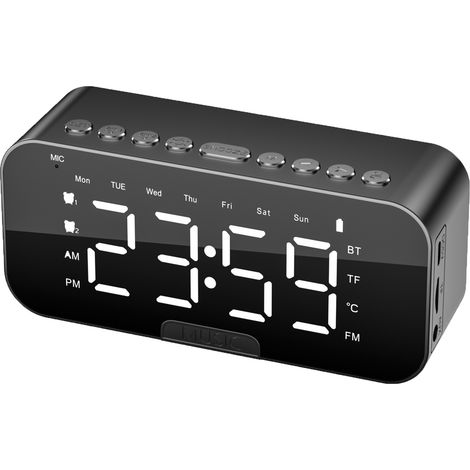 Altavoz Bluetooth inteligente, multifuncional, reloj despertador electrónico, función de alarma, reloj de escritorio, reloj despertador con altavoz