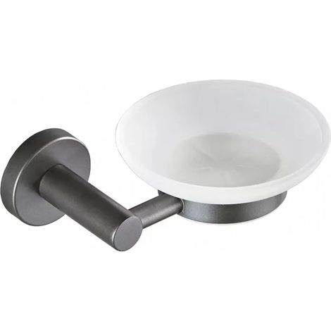 Porte-savon mural de douche, verre/laiton, gris, pour lavabo (1/5)